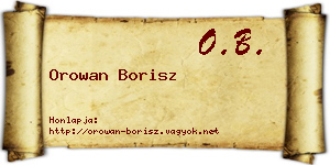 Orowan Borisz névjegykártya